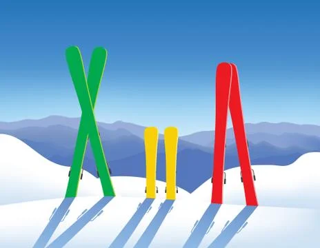 Skis in snow Stock Illustration