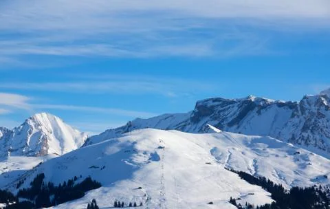 Skislope in the mountains Stock Photos