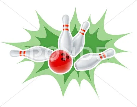 Skittles and ball for playing the bowling game Stock Illustration