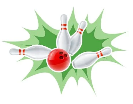 Skittles and ball for playing the bowling game Stock Illustration