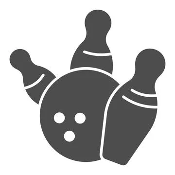 Skittles and bowling ball solid icon, bowling concept, strike sign on white イラスト素材