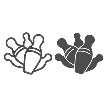 Skittles line and solid icon, bowling concept, Bowling game sign on white Illustrazione stock