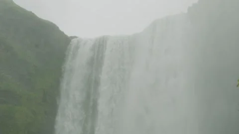 Skogafoss Medium Wide Slow Motion 1 Stock Footage 173449519
