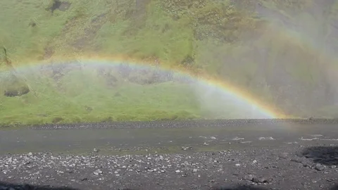 Skogafoss Rainbow Stock Footage 77164301