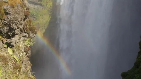 Skogafoss Rainbow Stock Footage 77164309