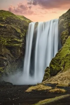 Skogafoss &amp; Sunset Stock Photos