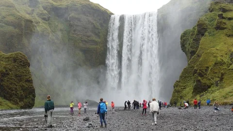 Skogafoss time lapse Stock Footage 128407471