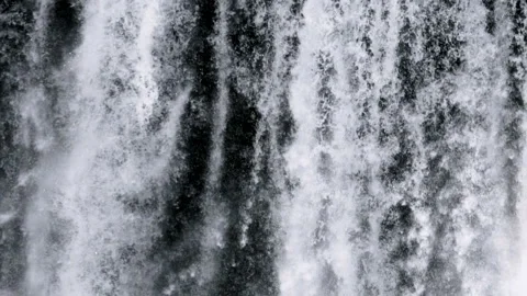 Skogafoss Waterfall close-up view slow motion texture making by water Stock Footage 108466520