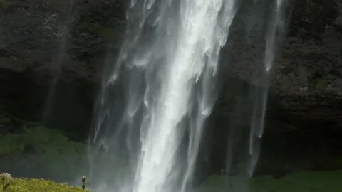 Skógafoss Waterfall close-up view slow motion texture making by water Stock Footage 239094860