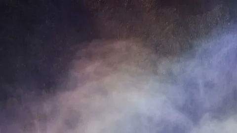 Skógafoss Waterfall forms a rainbow. Close-up view Natural Wonder. Stock Footage 108466008