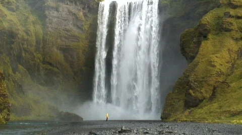 Skogafoss waterfall Iceland Stock Footage