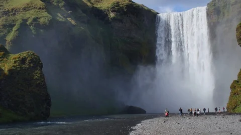 Skógafoss waterfall in Iceland. Видео 112026026