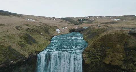 Skógafoss Waterfall in Iceland Stock Footage 228697963