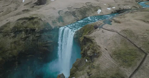 Skógafoss Waterfall in Iceland Stock Footage 228698489