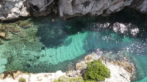 Skopelos Amarantos Water Texture Static Sun Glares Stock Footage 336914715