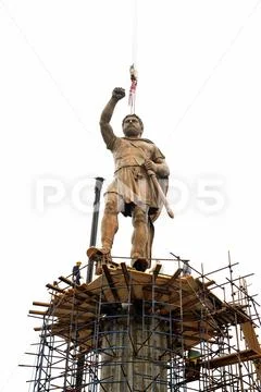 Skopje, Macedonia. 22.05.2012 Placing a Monument of King Philip II Stock Photos