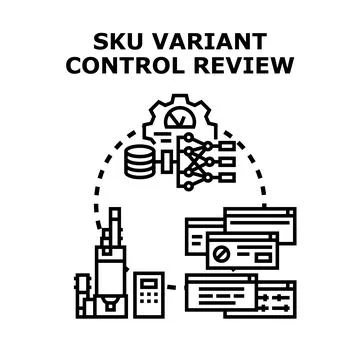 Sku variant control review evaluating product selection Stock Illustration