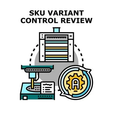 Sku variant control review process concept Stock Illustration