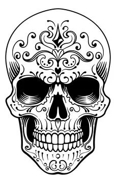 Skull Abstract Pattern Tattoo Design 스톡 일러스트