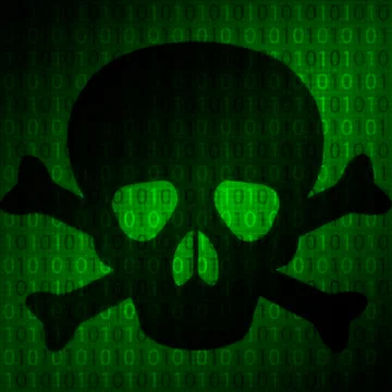 Skull against a background matrix 스톡 일러스트