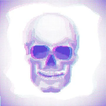 Skull Anaglyph effect vector halftone image Stock-Illustration
