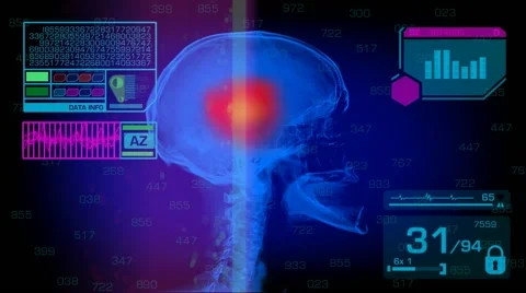 Skull Analysis - Graphics - Blue 02 Stock Footage 56842609