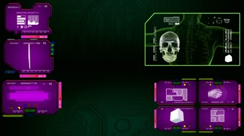 Skull - Analysis Monitor - pink 01 Stock Footage 59134947