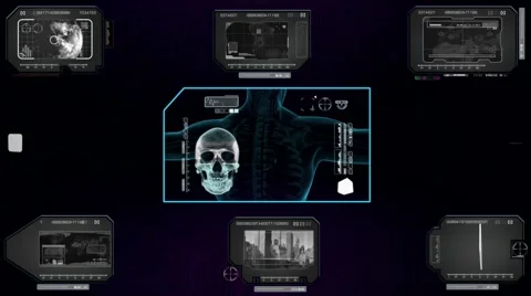 Skull Analyzed by program -grey 01 Stock Footage 59131810
