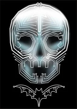 Skull and bat Stock Illustration