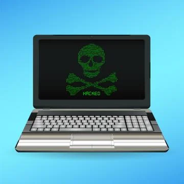 Skull and bone danger icon on desktop 스톡 일러스트