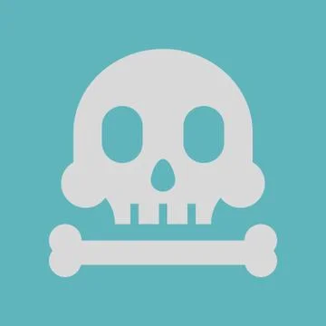 Skull and bone icon, flat design vector Stock Illustration