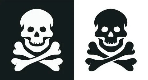 Skull and bone. Jolly Roger. Pirate symbol. Isolated white background. Eps10  Stock Illustration