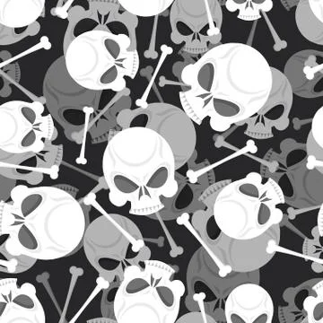 Skull and Bones 3D pattern. Skeleton ornament. Death texture Stock Illustration