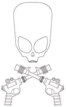Skull and Bones Alien Outline Stock Illustration