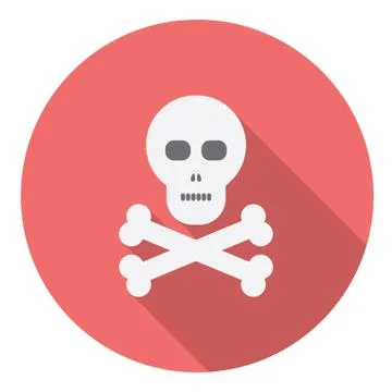 Skull And Bones Flat Icon Stock Illustration