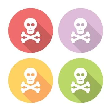 Skull And Bones Flat Icons Set Stock Illustration