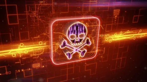 Skull and bones icon on abstract orange background Stock Footage 72345711