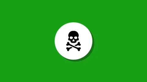 Skull and bones icon animation on green screen, dangerous sign footage, war.. Stock Footage 327762716