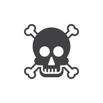 Skull and bones icon vector, filled flat sign, solid pictogram Stock Illustration