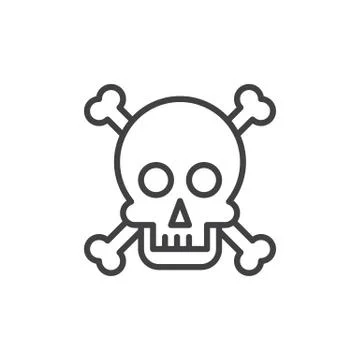 Skull and bones line icon, outline vector sign, linear style pictogram Illustrazione stock