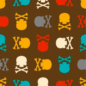 Skull and Bones pattern seamless. death background. Crossbones skeleton ornam Stock Illustration
