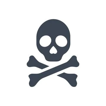 Skull and bones related vector glyph icon Stock Illustration