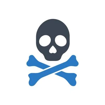 Skull and bones related vector glyph icon Stock Illustration