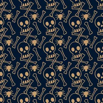 Skull and bones seamless pattern Stock Illustration