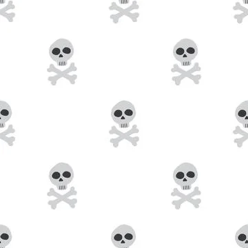 Skull and bones Seamless Pattern. Cartoon Pirate elements and objects. back.. Illustrazione stock