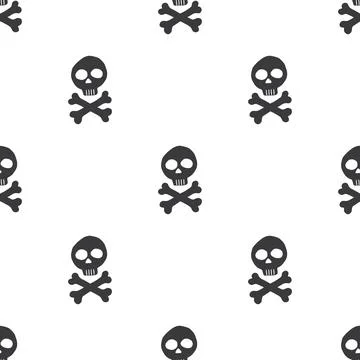 Skull and bones Seamless Pattern. Cartoon Pirate elements and objects. backgr Stock Illustration