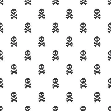 Skull and bones Seamless Pattern. Cartoon Pirate elements and objects. backgr Illustrazione stock