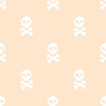 Skull and bones Seamless Pattern. Cartoon Pirate elements and objects. backgr Stock Illustration