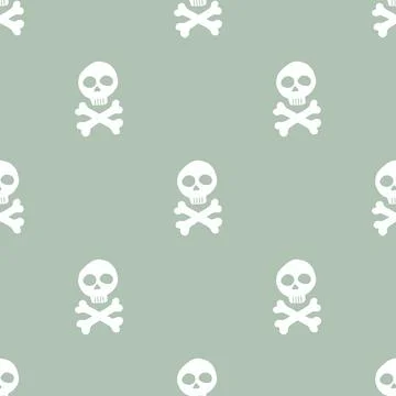 Skull and bones Seamless Pattern. Cartoon Pirate elements and objects. backgr Stock Illustration