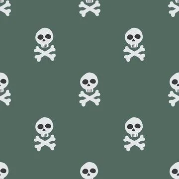 Skull and bones Seamless Pattern. Cartoon Pirate elements and objects. backgr Stock Illustration